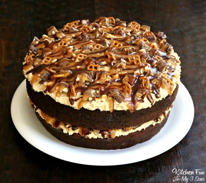 Take 5 Cake - Chocolate Cake with a peanut butter filling, chopped Take 5 candy bars, caramel, and chocolate....AMAZING recipe!