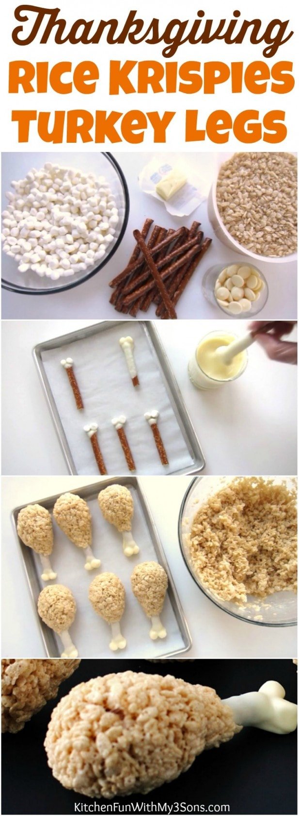  Rice Krispies Turkey Legs...such a fun & easy treat to make the Kids for Thanksgiving!