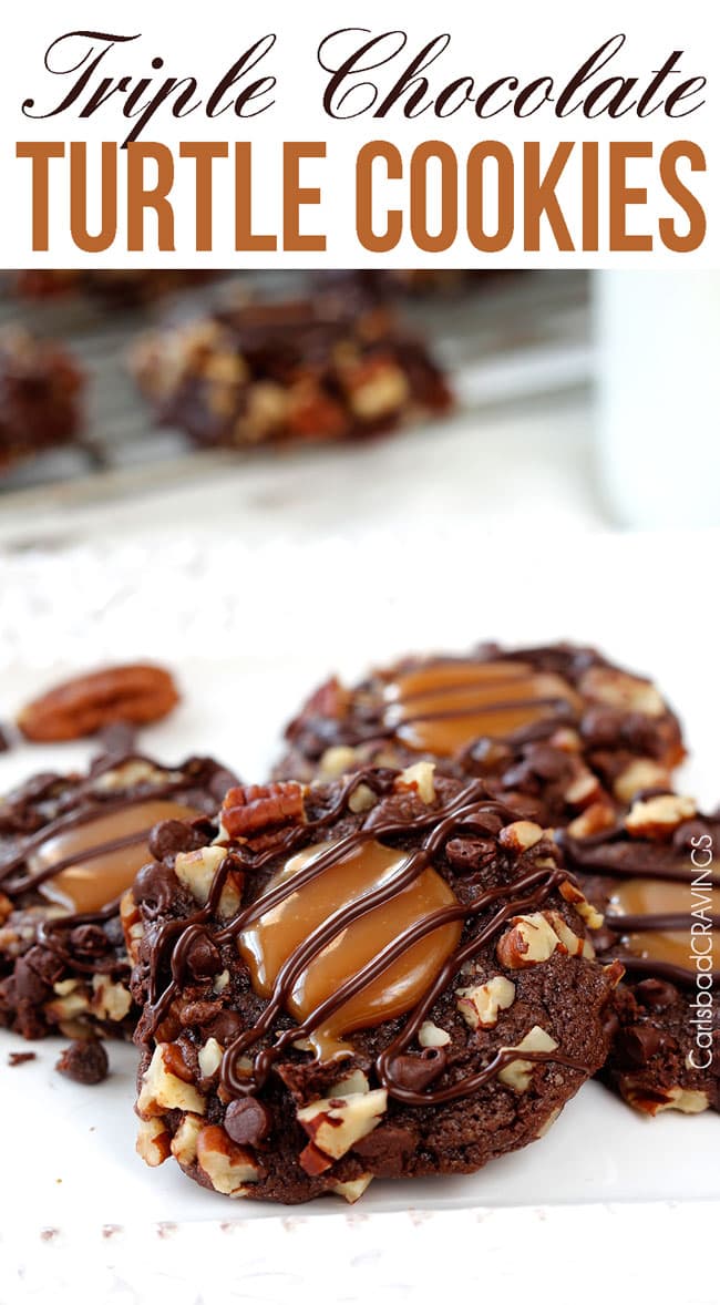 Triple Chocolate Turtle Cookies...these are the BEST Christmas Cookie Recipes!