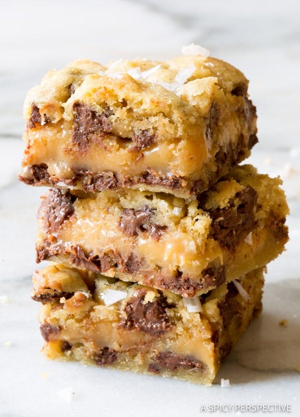 Salted Caramel Chocolate Chip Cookie Bars...these are the BEST Christmas Treats!
