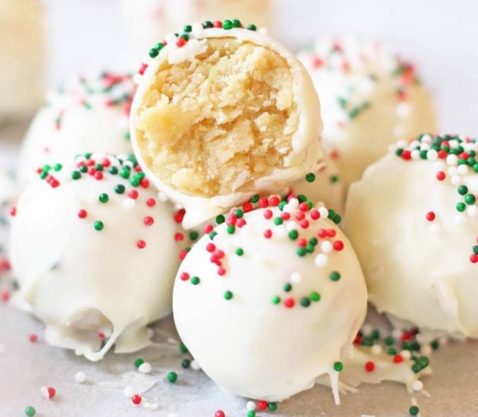 No Bake Sugar Cookie Truffles...these are the BEST Christmas Treats!