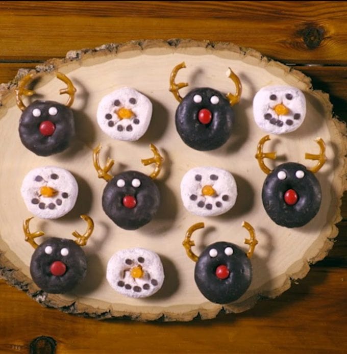 Rudolph the Red Nose Reindeer & Snowman Donuts...these are the BEST Christmas Treats!