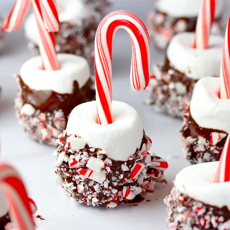 Candy Cane Marshmallow Pop Hot Cocoa Dippers...these are the BEST Christmas Treats!