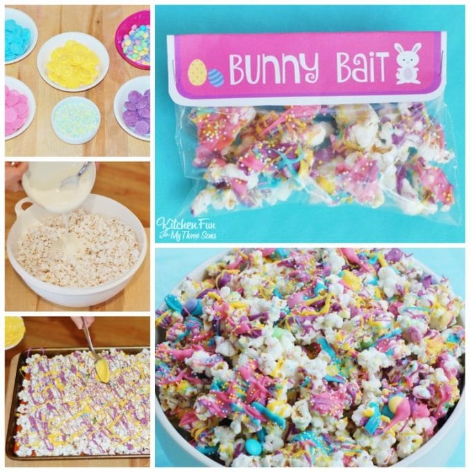 White Chocolate Popcorn Bunny Bait Bags...super cute class party idea with a Free Printable!