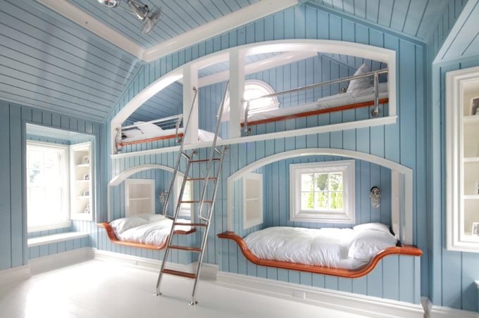 bunk bed with house on top