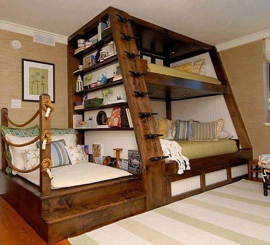 Reading Nook bunk Bed...these are the BEST Bunk Bed Ideas!