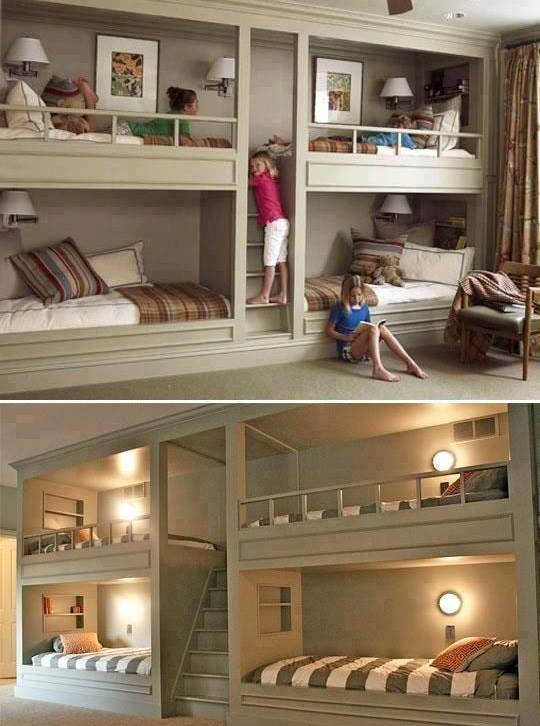 Built in Wall Bunk Beds...these are the BEST Bunk Bed Ideas!