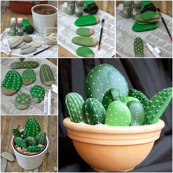 DIY Cactus Pot...these are the BEST Rock Painting Ideas!