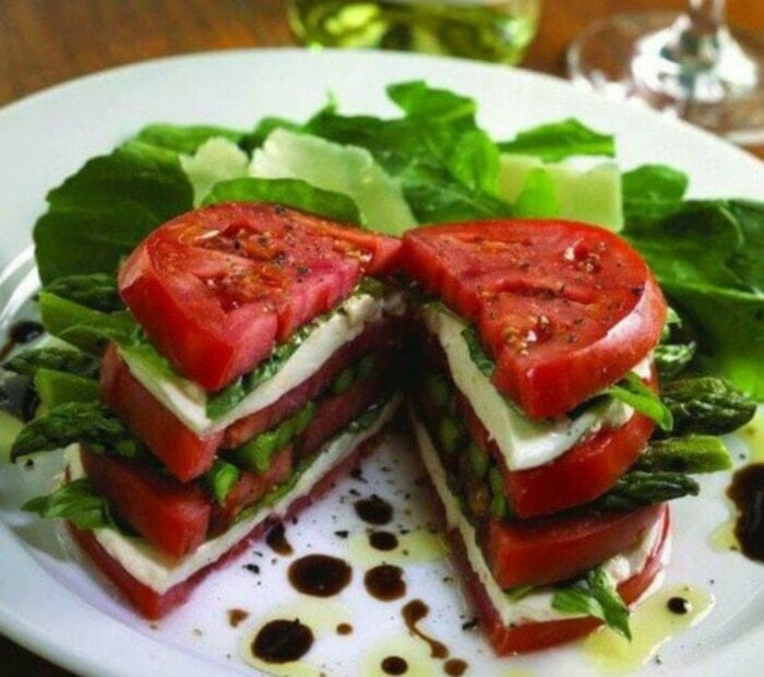 Tomato Mozzarella and Basil Stacked Salad - best salad recipes