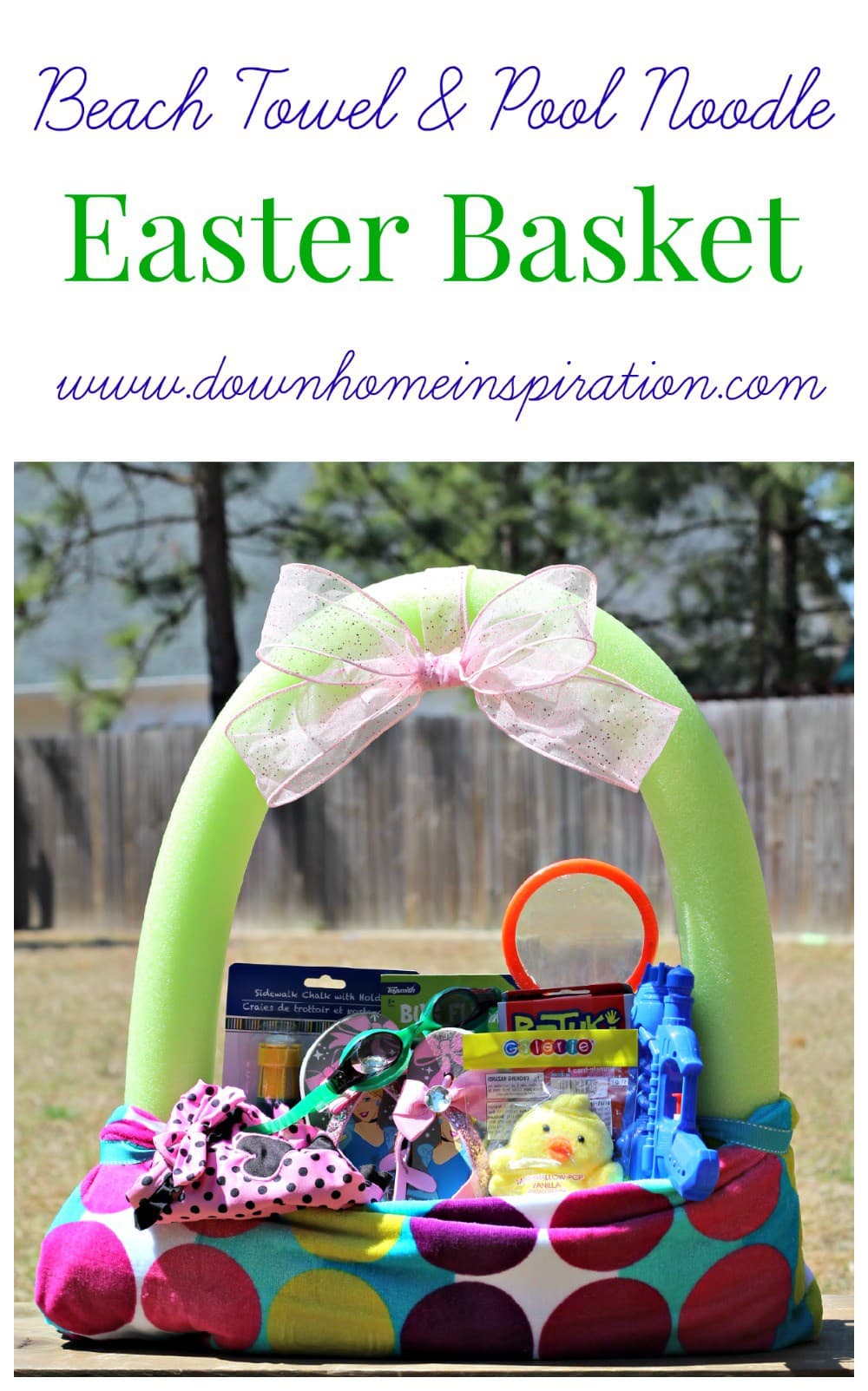 Beach Towel & Pool Noodle Basket...these are the BEST Easter Basket Ideas!