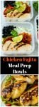 These chicken fajita meal prep bowls are loaded with marinated chicken, colorful veggies, black beans and cilantro lime rice. An easy and healthy lunch option and it makes a great family meal too!