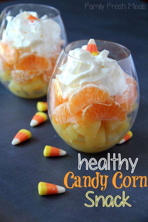 Candy Corn Fruit Cups for Halloween!