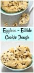 Pinterest graphic with two photos of edible cookie dough