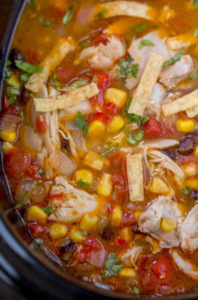 Crock Pot Chicken Tortilla Soup is the perfect warm you up meal your family will love!