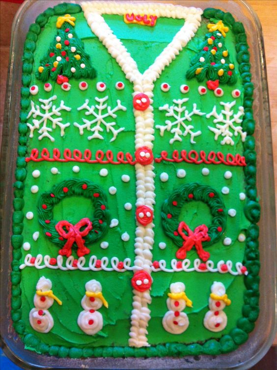  Ugly Christmas Sweater party cake and ideas!