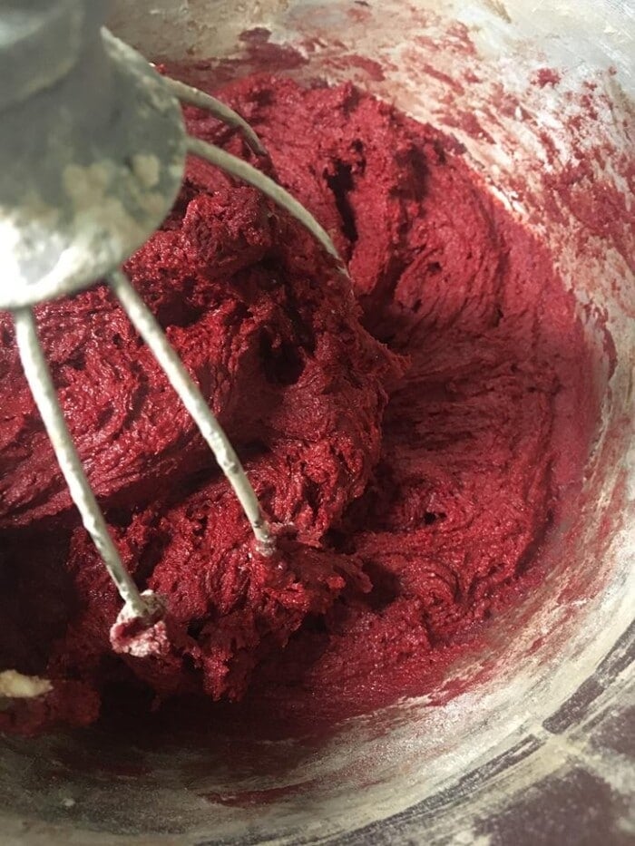 the cookie dough dyed red