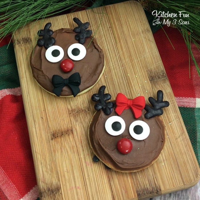 Reindeer Sugar Cookies on a board