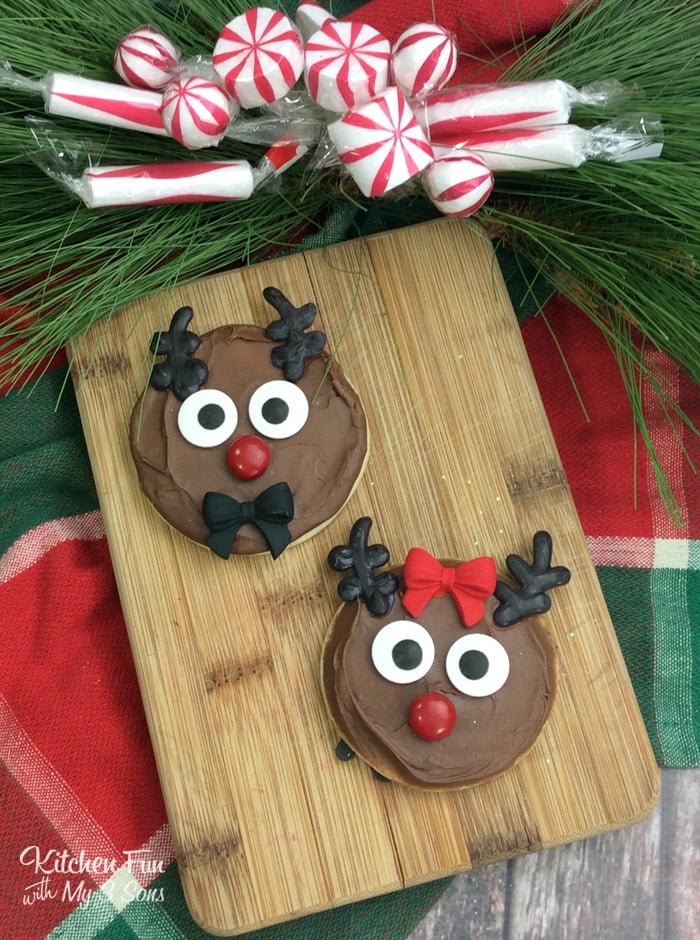 Reindeer Sugar Cookies on a board