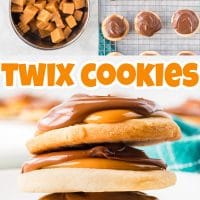 Twix Cookies are delicious shortbread cookies topped with caramel and milk chocolate that tastes just like the beloved Twix candy bar. #Recipes #Cookies #Dessert