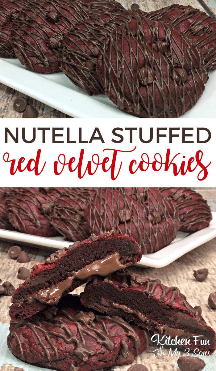 Red Velvet Nutella Stuffed Cookies
