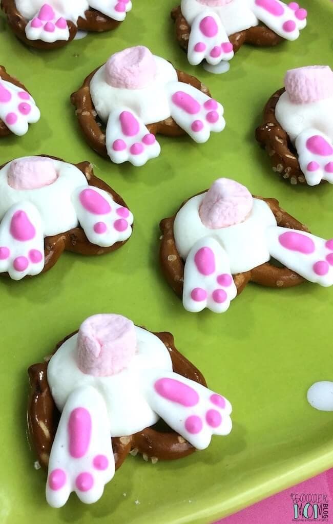 Easter Bunny Butt Pretzel Treats