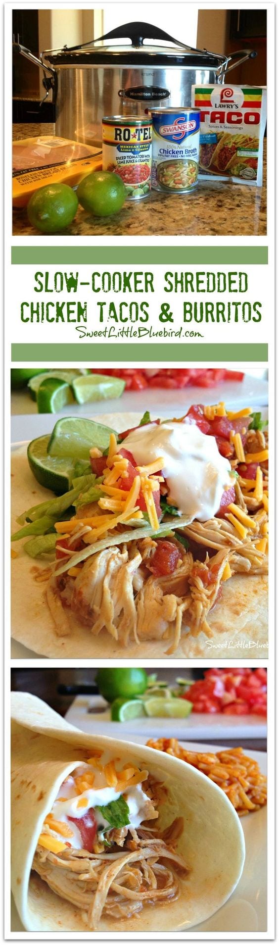 Best Slow Cooker Recipes - Shredded Chicken Tacos and Burritos