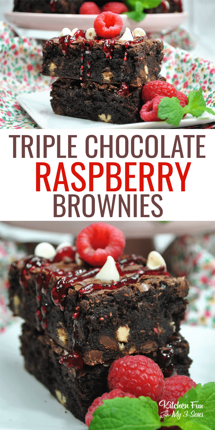 Triple Chocolate Raspberry Brownies