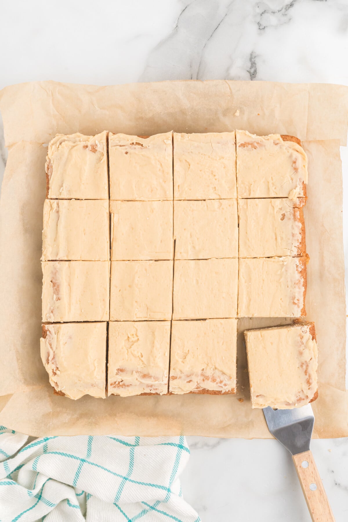 butterscotch brownies cut into squares
