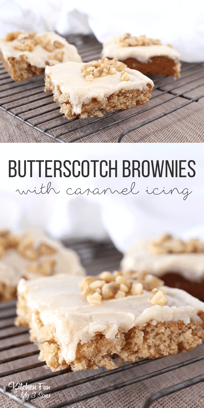 Butterscotch Brownies with Caramel Icing