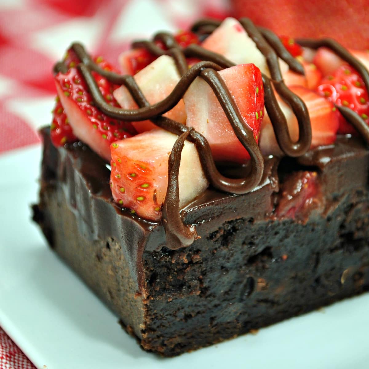 top of chocolate strawberry brownies