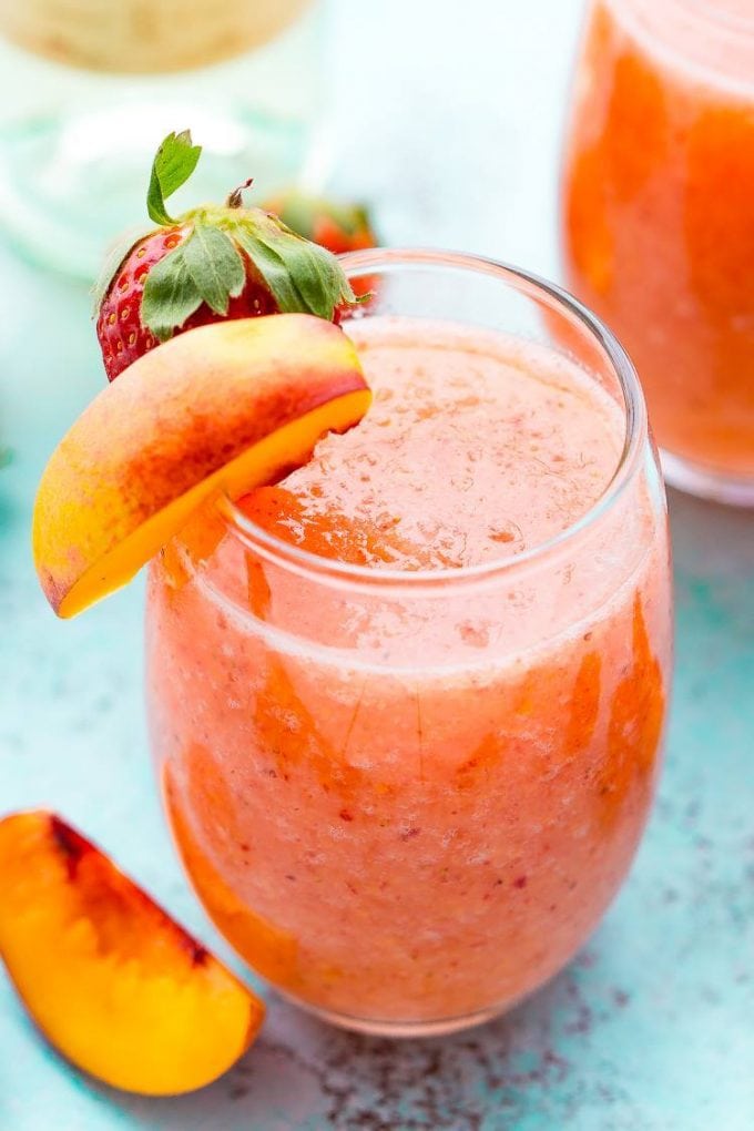 Strawberry Peach Wine Slushies - Over 40 of the BEST Summer Cocktails