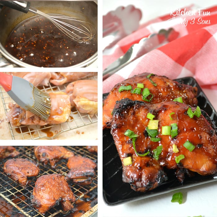 Process images of baked teriyaki chicken thighs