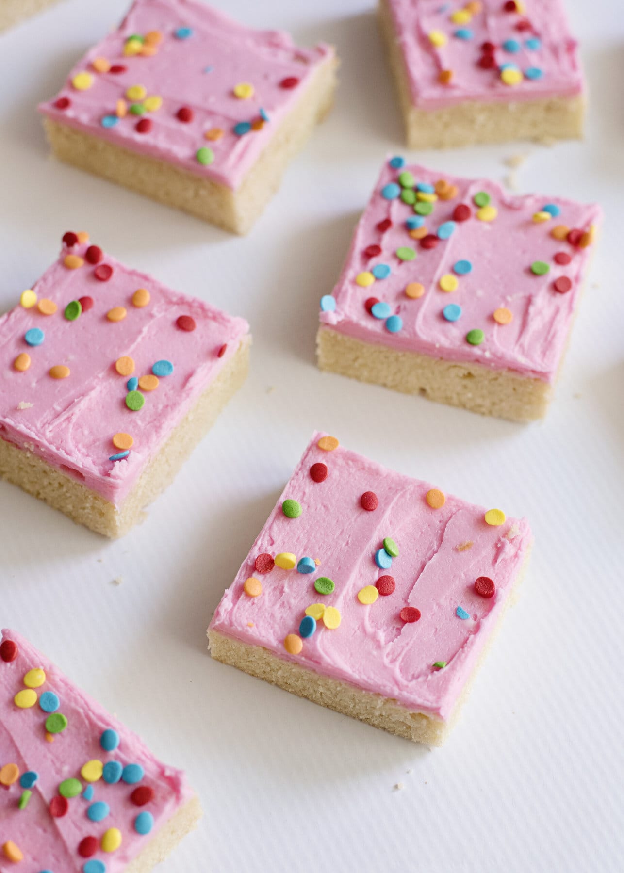 overhead picture of frosted sugar cookie bars