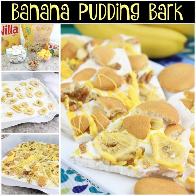 Collage of photos of Banana Pudding Bark
