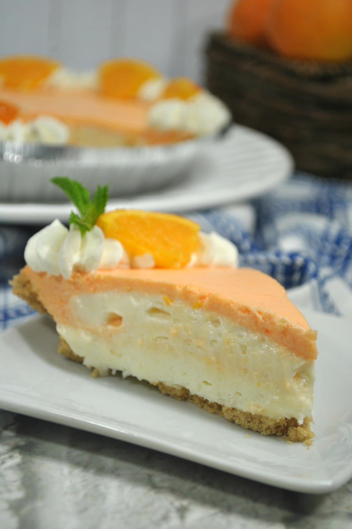 Creamsicle pie slice on a plate