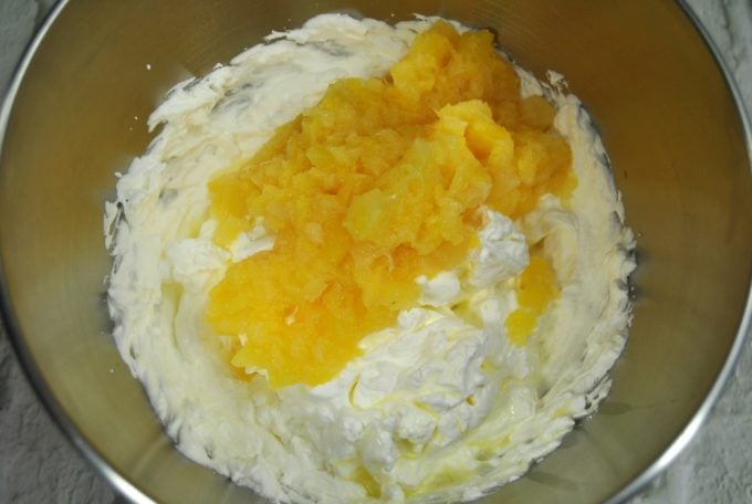 Pineapple Cheesecake Ingredients in a Bowl