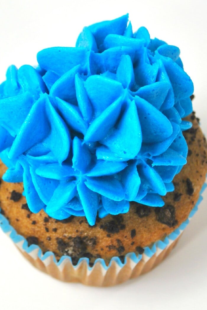 blue frosting on a cupcake