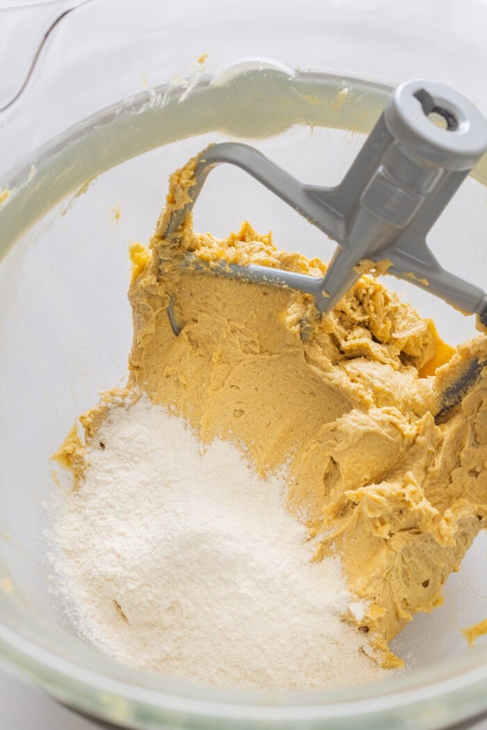 Combining wet and dry cookie dough ingredients