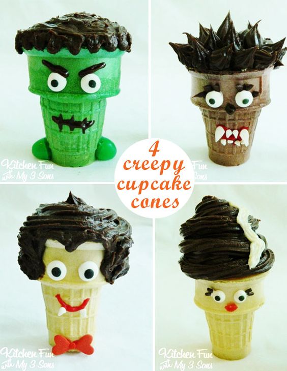 Creepy Cupcake Cones - BEST Halloween Treat ideas!