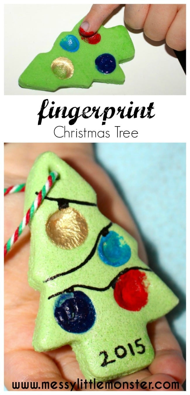 Fingerprint Christmas Tree Ornaments - Over 30 of the BEST Christmas Salt Dough Ornaments