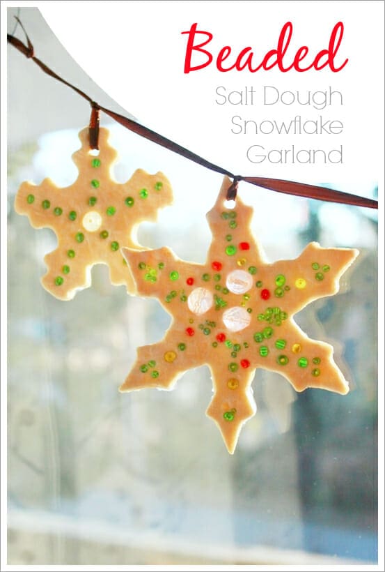 Beaded Snowflake Salt Dough Suncatcher Garland - Over 30 of the BEST Christmas Salt Dough Ornaments