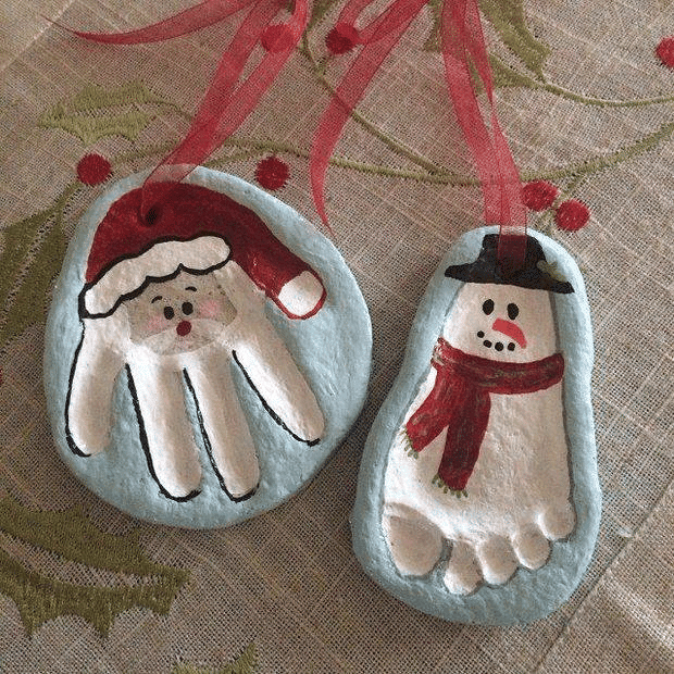 Santa and Snowman Handprint and Footprint Keepsake Ornaments - Over 30 of the BEST Christmas Salt Dough Ornaments