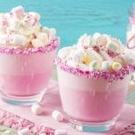 Sugarplum Fairy White Chocolate Hot Cocoa with cotton candy whipped cream.