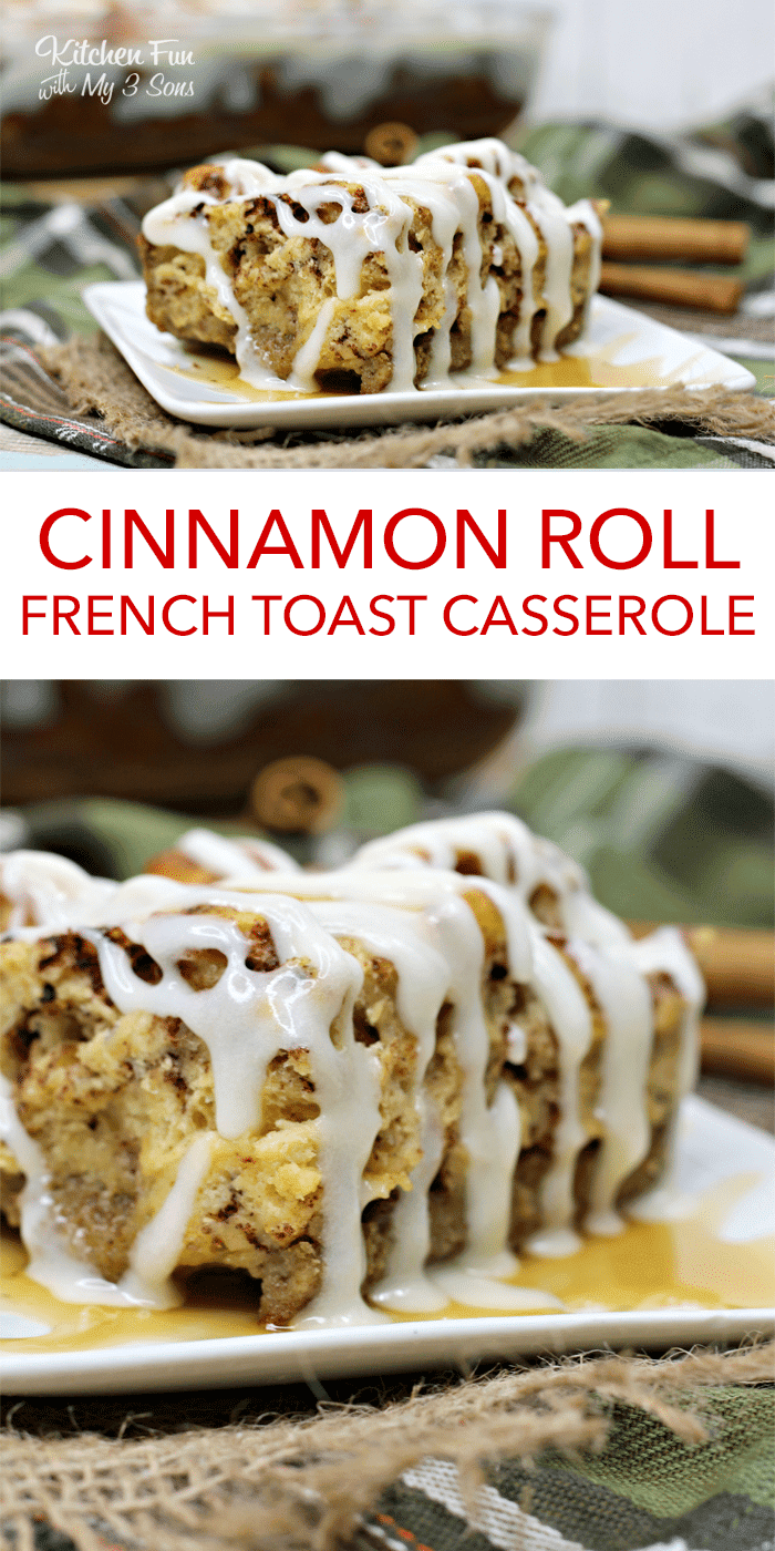 Cinnamon Roll French Toast Casserole | A yummy Christmas breakfast to make if you love french toast and cinnamon rolls!