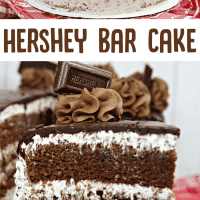 Hershey Bar Cake with cream cheese frosting and chocolate ganache.
