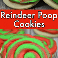 Reindeer poop cookies with swirled buttercream frosting.