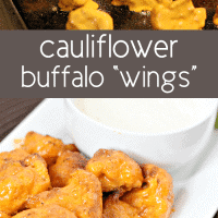 Skinny buffalo wings made with cauliflower.