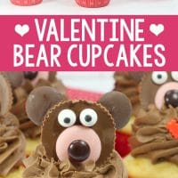 Valentine Bear Cupcakes with Reese's cups.
