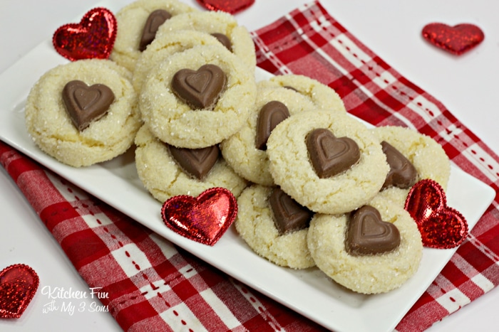 Valentine Cookies stacked on a platter