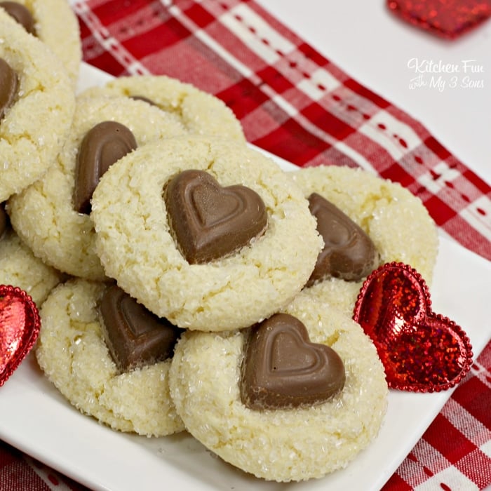 Valentines day White Chocolate Crinkle Cookies